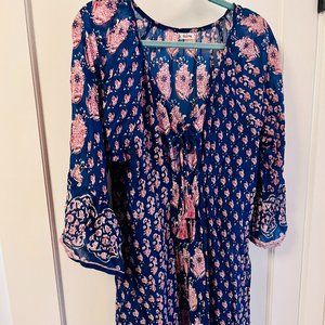 Boho Light Cotton Sundress or Swimsuit Coverup with Sleeves